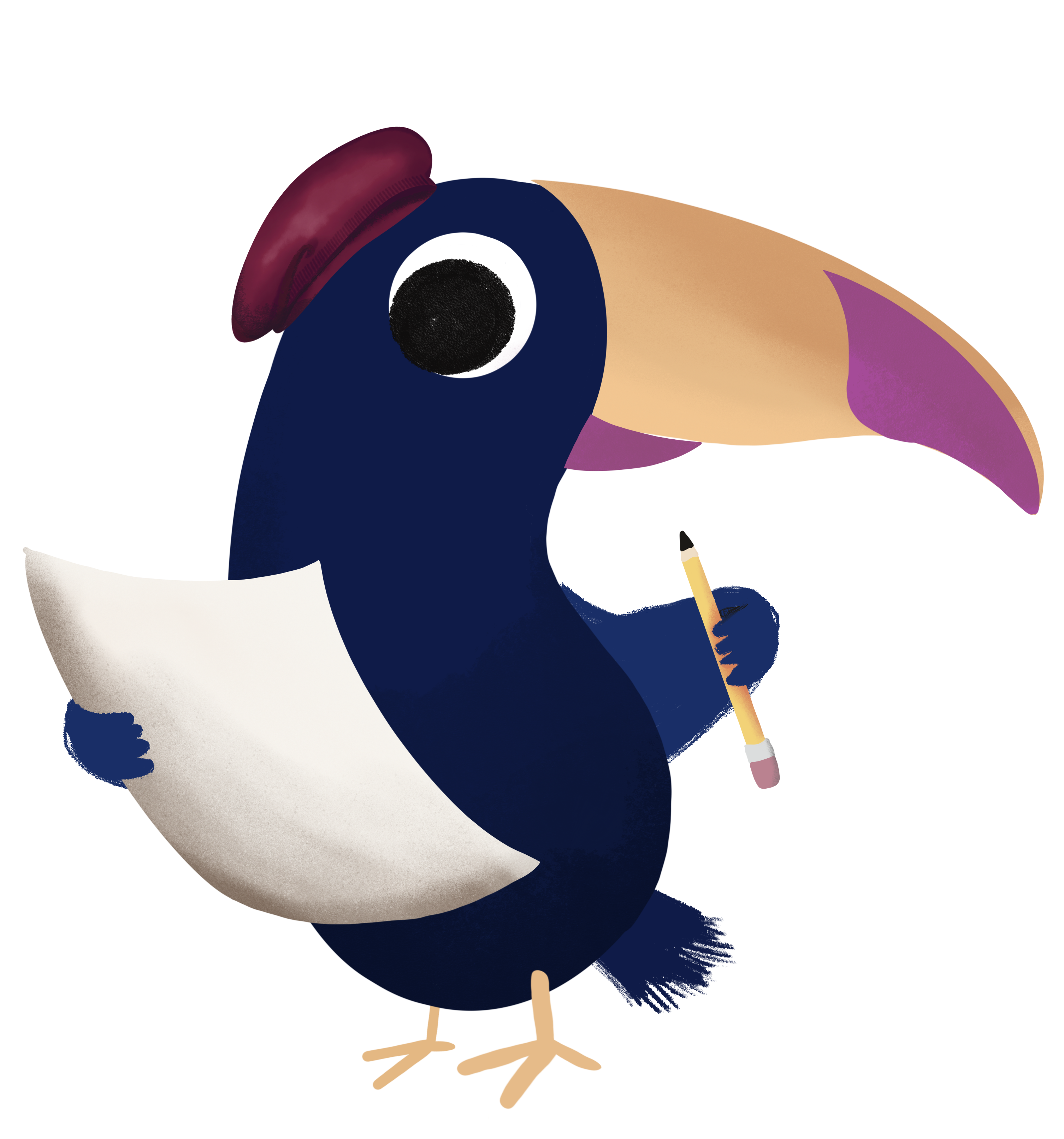 A toucan drawing or writing
